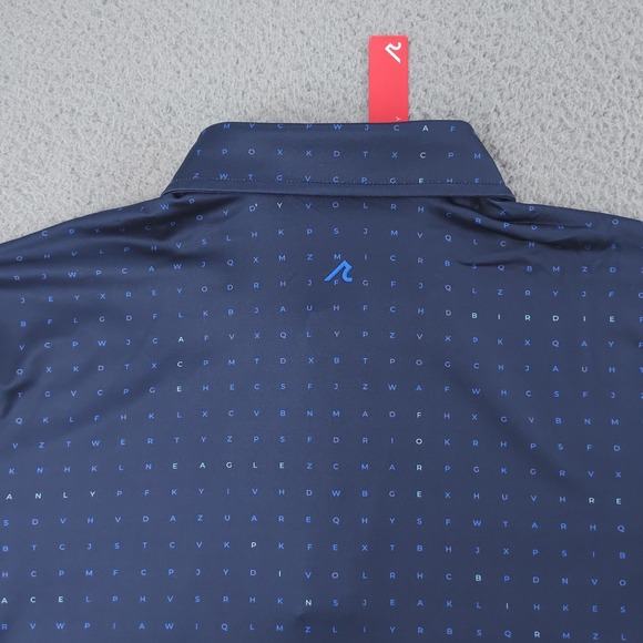 Redvanly PUREpoly Times Polo Shirt Mens Small Navy Golf Word Search R2507 - Picture 7 of 16